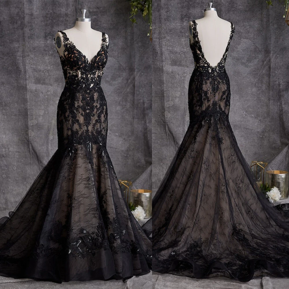 black mermaid wedding dress