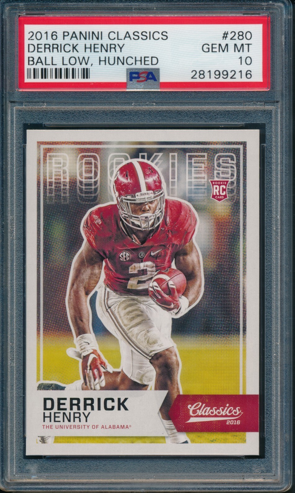 2016 Panini Classics BALL LOW HUNCHED Derrick Henry ROOKIE #280 PSA 10 TITANS