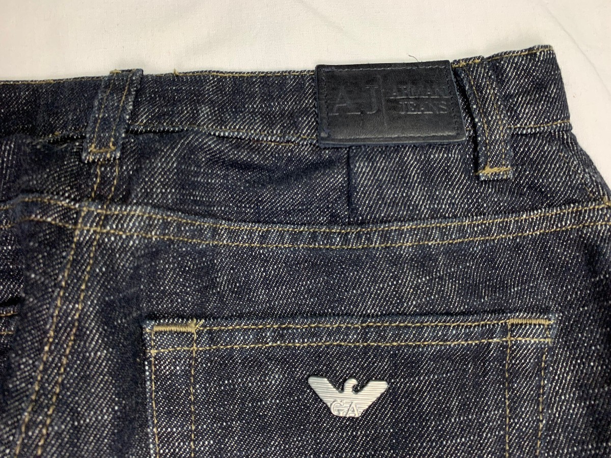 Vtg Armani Jeans Mens Jeans 28x30 Pants Blue Indigo Hemp Blend 