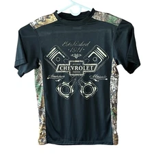 Chevrolet American Muscle Shirt Small Realtree Xtra Camo Trim Black Short Sleeve
