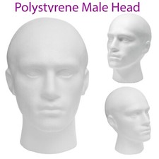 BRAND NEW POLYSTYRENE MANNEQUIN DISPLAY MALE & FEMALE HEAD - WHITE