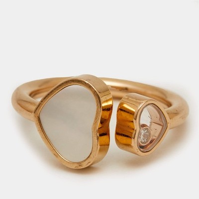 Chopard Happy Hearts Diamond Mother of Pearl 18k Rose Gold Ring EU