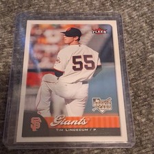 TIM LINCECUM ROOKIE FLEER 2007 #428 SAN FRANCISCO GIANTS MLB BASEBALL CARD. rookie card picture