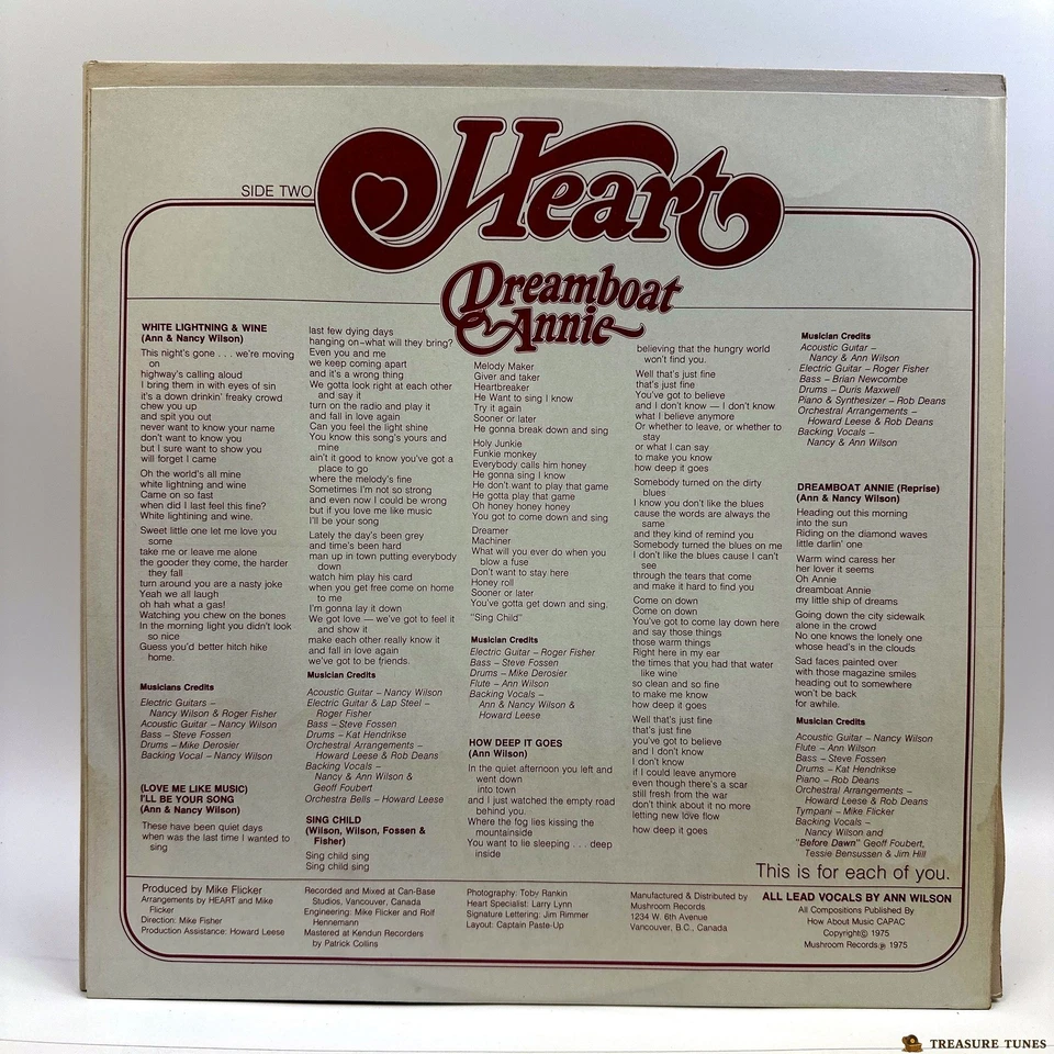 Heart — виниловая пластинка Dreamboat Annie (LP, альбом) MRS-5005 - Изображение 4 из 4