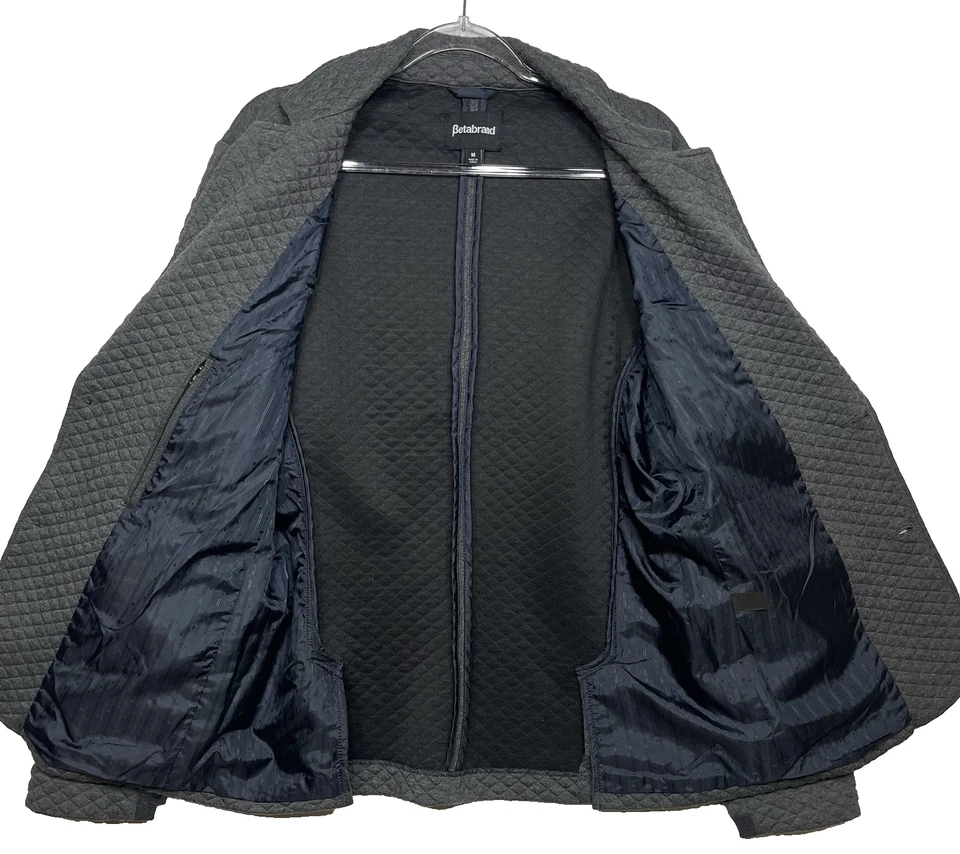 Chaqueta de viaje Betabrand para hombre talla mediana gris acolchada de dos botones Foto 4 de 4