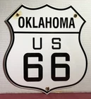 VINTAGE STATE OF OKLAHOMA U.S. US ROUTE 66 PORCELAIN 13” ROAD HIGHWAY SIGN
