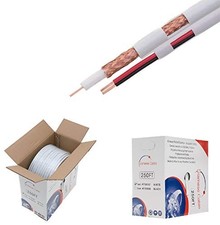Bulk Siamese RG59/U Cable, 20AWG  18/2AWG, 95 shielding, CCTV Video Wire Whit