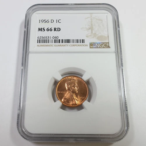 1956 D NGC MS66 RD RED - Lincoln Wheat Penny Cent 1c US Coin #59503A