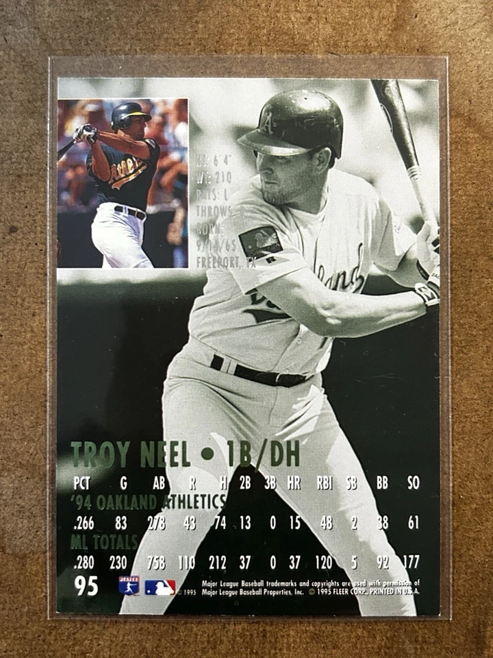 1995 Fleer Ultra Troy Neel #95 Gold Medallion Edition Oakland Athletics - Image 2 of 2