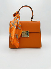 Borsa a mano in pelle arancione con foulard - Elegante per ufficio ARANCIONE 