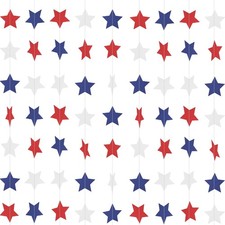 Patriotic Star Garland Banner Streamers Red White and Blue 59 FT 6 Strands ...
