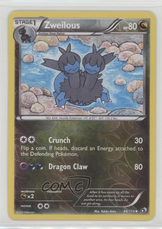 2013 Pokemon Black & White - Legendary Treasures Reverse Foil Zweilous #98 fm0