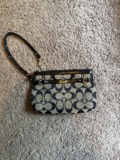 Vintage Y2K Coach Signature C Black Jacquard Canvas Small Wristlet Pouch