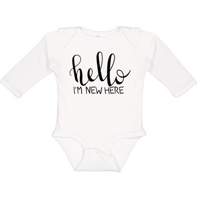 Inktastic Hello, I'm New Here- Hand Drawn Type Long Sleeve Creeper Little Child