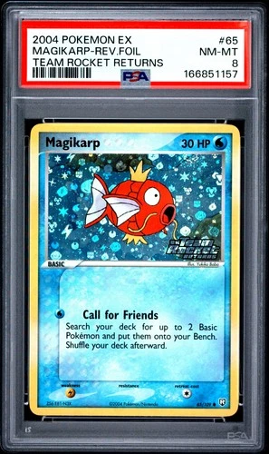 2004 POKEMON EX TEAM ROCKET RETURNS #65 MAGIKARP-REVERSE FOIL PSA 8