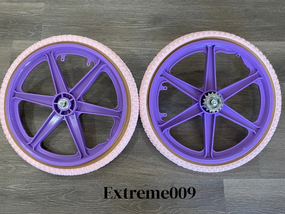 Conjunto de rodas 20" bicicleta Mag bicicleta BMX roxa com pneus 20x1.75 Comp ROSA CLARO - Imagem 3 de 3