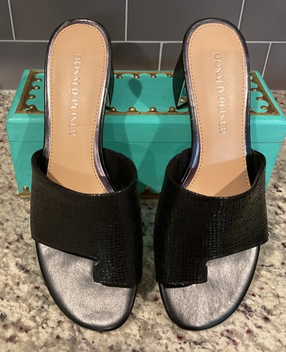DONALD PLINER Womens Sz 8.5 M MELROS Black Snake Print Stock Heel Sandal MSRP$99 - Picture 3 of 7