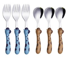 6 Pieces Kids Silverware Set, 6FS, Giraffe, Stainless Steel, Flatware, Child