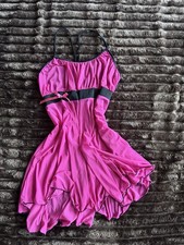Pink and black lace lingerie Dress with Bow Accent & Black Waistband