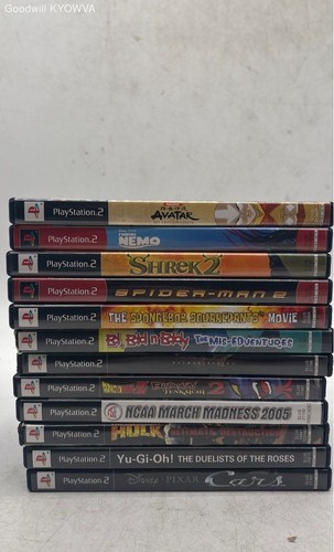 Sony Playstation 2 PS2 Lot 14 Games Avatar SpiderMan Ed Edd YuGiOh Cars Hulk