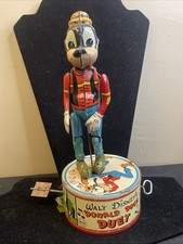 RARE Vintage 1946 MARX Walt Disney's DONALD DUCK DUET Goofy Wind Up Tin Toy