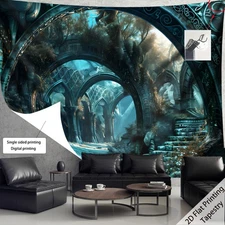 2D Flat, [2D Flat Printing]1pcs Ultra Large Size Dark Gothic Castle Arch High-De