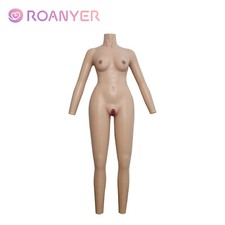 Silicone Bodysuit with Arm B Cup Breast Forms for Drag Queen Crossdresser