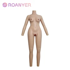 Silicone Bodysuit with Arm B Cup Breast Forms for Drag Queen Crossdresser 