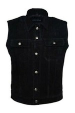CLASSIC New Men's Black Suede Vest Coat Soft Sheepskin Style Slim Fit Waist Coat