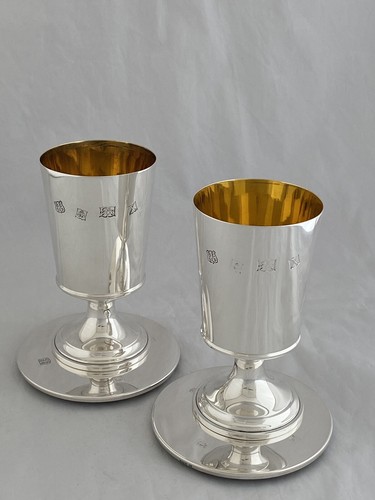 Sterling Silver Wine Cups & Coasters 1972 Birmingham CASED Wedding Gift - Picture 3 of 12