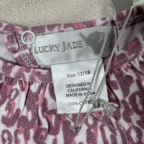 Lucky Jade Animal Print One Piece Outfit Girls 12/18 Month Pink Purple Snap - Picture 5 of 7