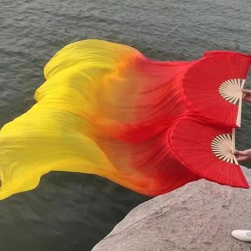 Belly Dance Fan Silk Fan Colored Dance Cloth Fan Long Folding Belly Dance Fans - Picture 17 of 46