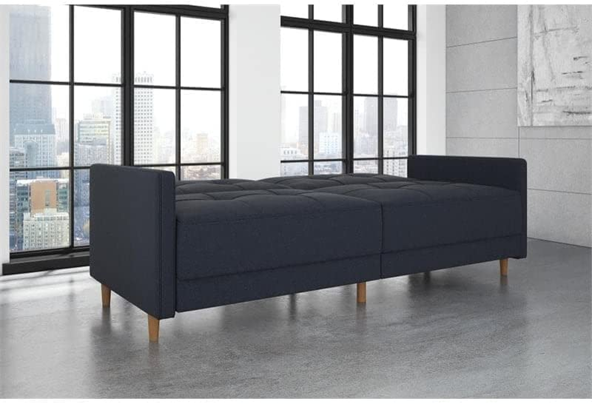 Andora Coil Futon Sofa Bed Couch with Mid Century Modern Design Navy Blue Line eBay