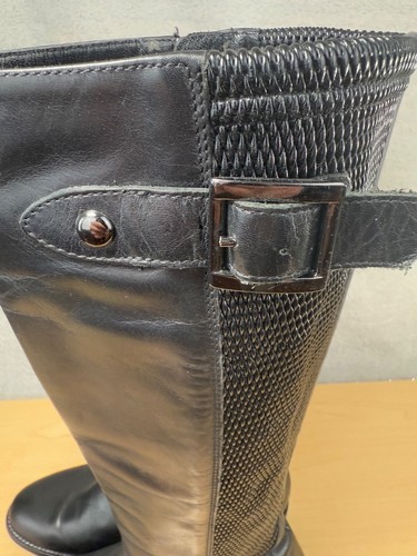 Bota alta de cuero negra Aquatalia Obsession panel elástico resistente a la intemperie talla 8,5 - Imagen 5 de 18