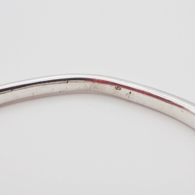 HERMES Logo Cheval Double Horse Head Bangle Bracelet Silver