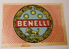 1970s Old Vintage Benelli Motorcycle Racing AMA Water Transfer 3 1/2" x 2 1/2"
