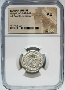 Philip-I-Roman-Empire-244-249-AD-NGC-AU-Silver-Double-Denarius-Ancient-Caesar
