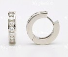 14k Solid White Gold Natural Diamond  huggie hoop earring  1.00  channel set — photo 6