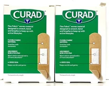 (2-Pack) Curad Flex-Fabric Stretch Bandage 3/4" x 3" Water Repellent Band-Aid