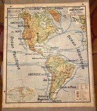 CARTE SCOLAIRE VIDAL LABLACHE 18/18 bis Continent américain Armand Colin