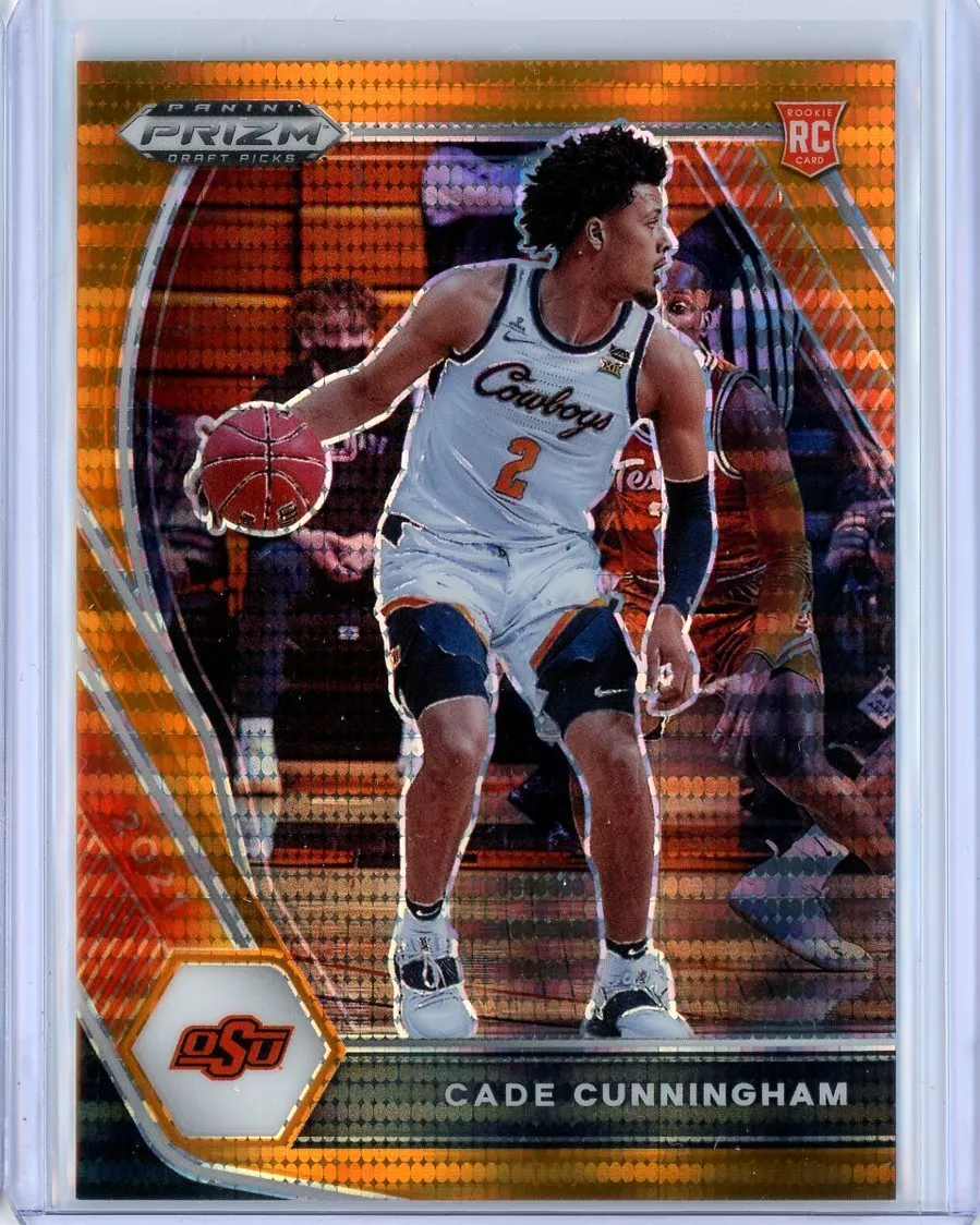 2021-22 Panini Prizm Draft CADE CUNNINGHAM Orange Pulsar RC Rookie Card  43/49