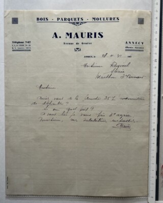 France - Laminoirs de Thionville 1939 - Facture lettre " Manutention