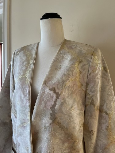Vintage Retro Liz Davenport Cream Gold & Pink 80’s 90’s Oversize Blazer Size 10 - Picture 2 of 4