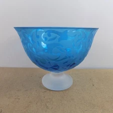 Michael Weems Elise Blue Footed Bowl 7" x 5.5" VGC Signed