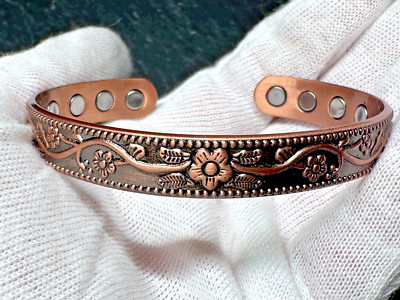 SOUTHWESTERN STYLE FLORAL COPPER 8 MAGNET BRACELET E409
