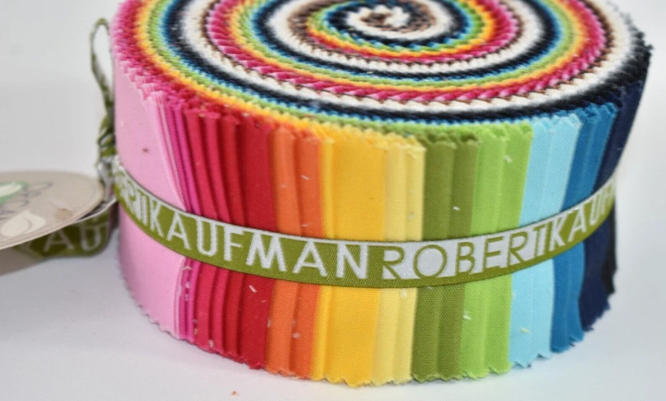 Kaufman Jelly Roll Organic Cotton Solids Fabric Jelly Roll-Up 2.5" Precut Strips - Image 2 of 4