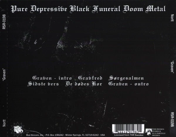Nortt Graven CD Pure Depressive Black Funeral Doom Metal Xasthur Forgotten Tomb Foto 3 de 4