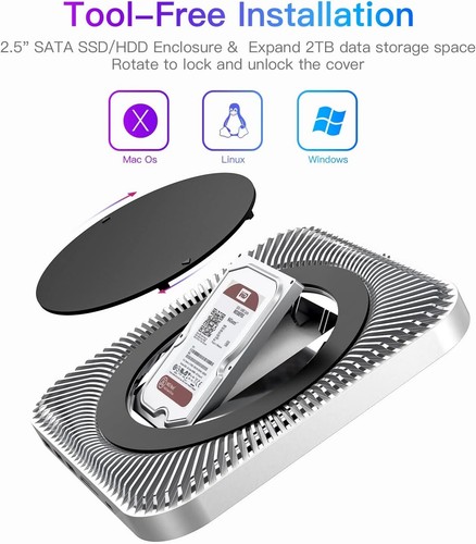 Apple Mac Mini M2 (256GB SSD, 8GB ) Silver with USB C Hub Docking Station Combo - Afbeelding 7 van 18