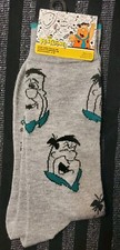 Many Faces of Fred Flintstone Cartoon Crew Socks Fits Shoe sz 6-12 New NOS Tags