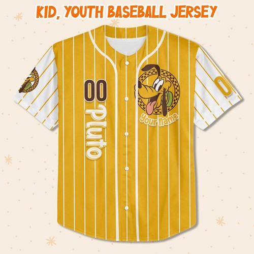 Personalize Retro Pluto Jersey, Personalize Disney Pluto Disney Baseball Jersey